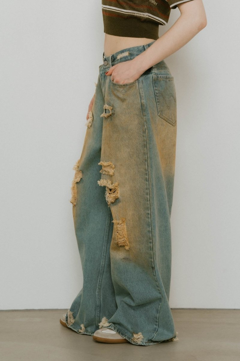 damage denim pants/saxblue - KNUTH MARF