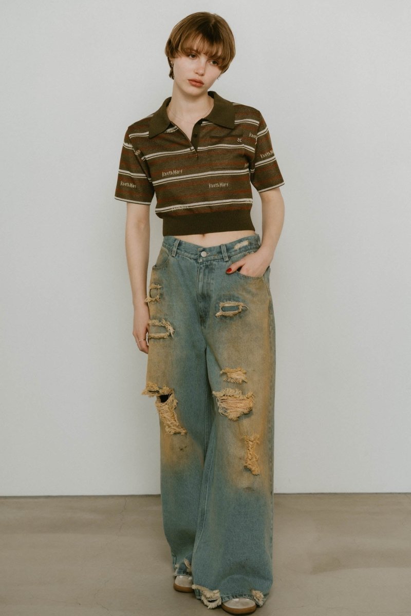damage denim pants/saxblue - KNUTH MARF