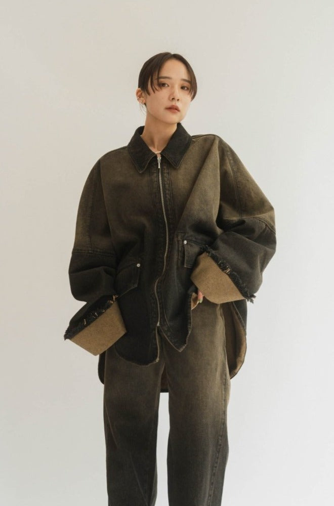 denim over shirt jacket(unisex)/vintageyellow - KNUTH MARF