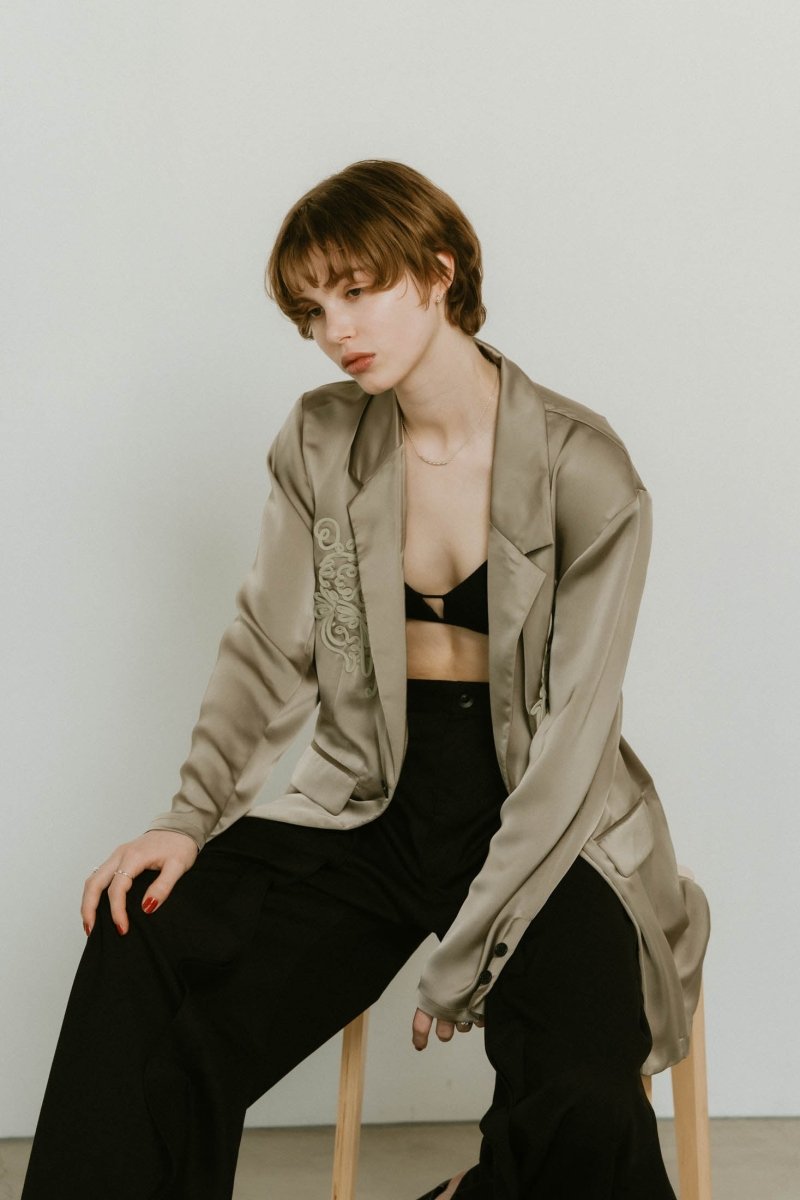 embroidered satin jacket/3color - KNUTH MARF