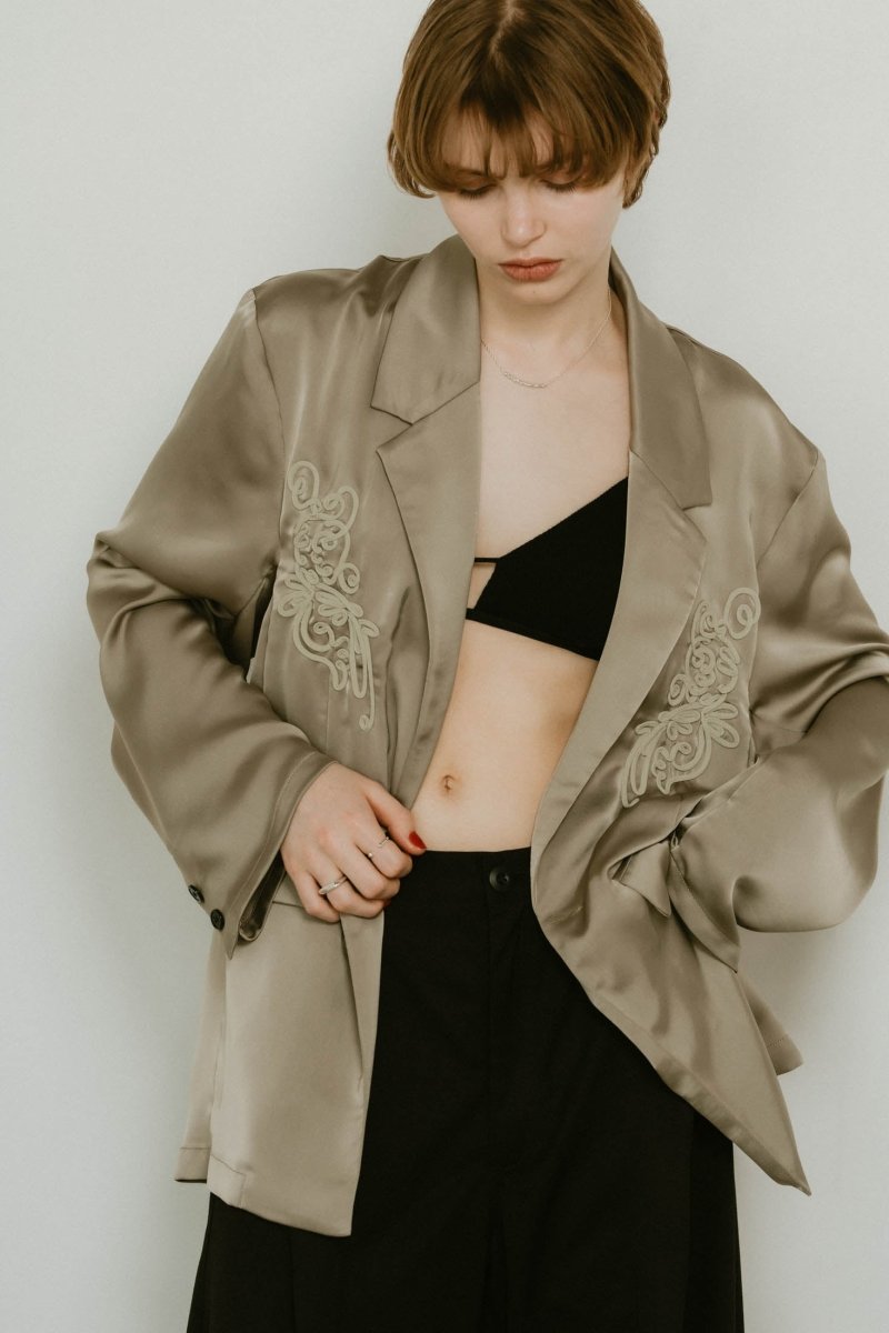embroidered satin jacket/3color - KNUTH MARF