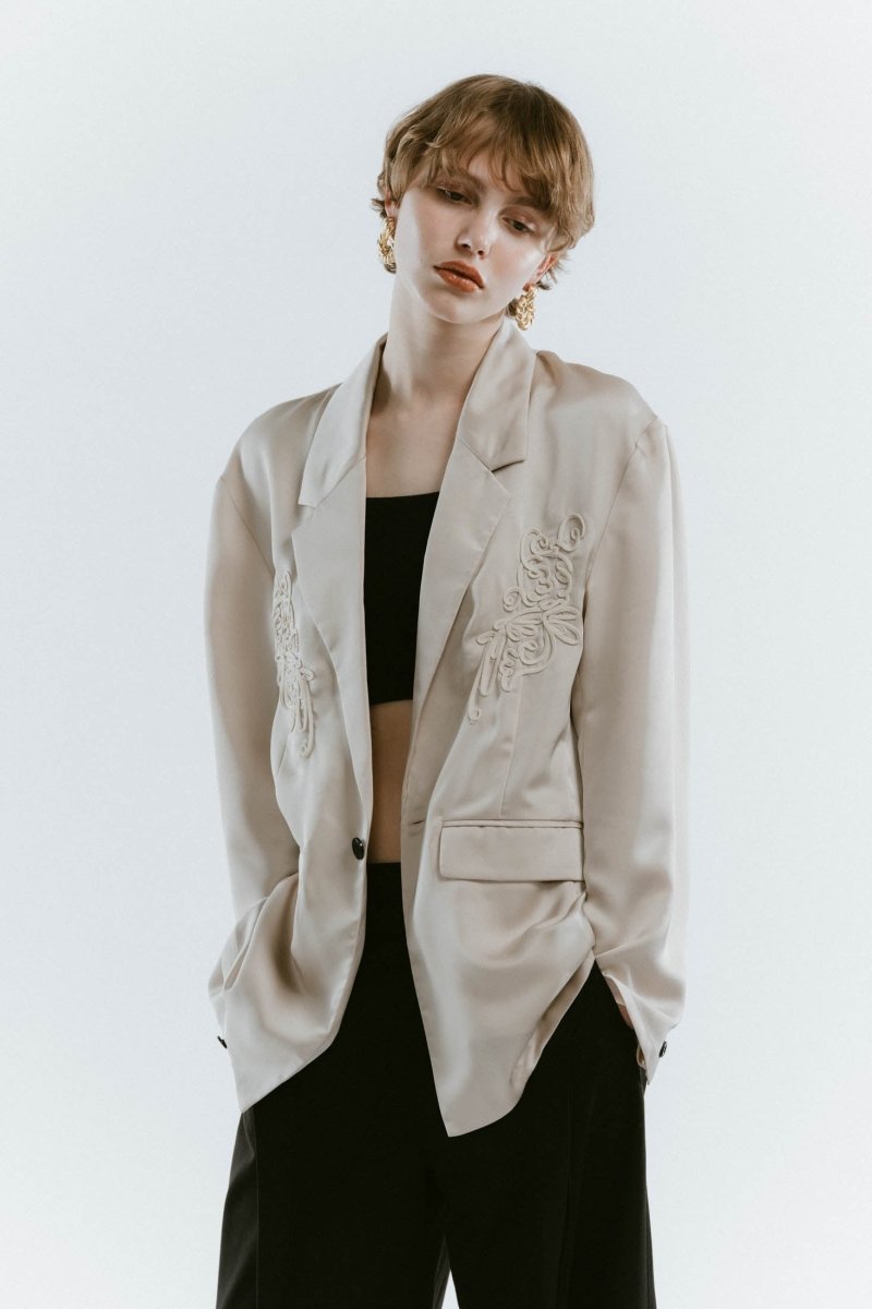 embroidered satin jacket/3color - KNUTH MARF