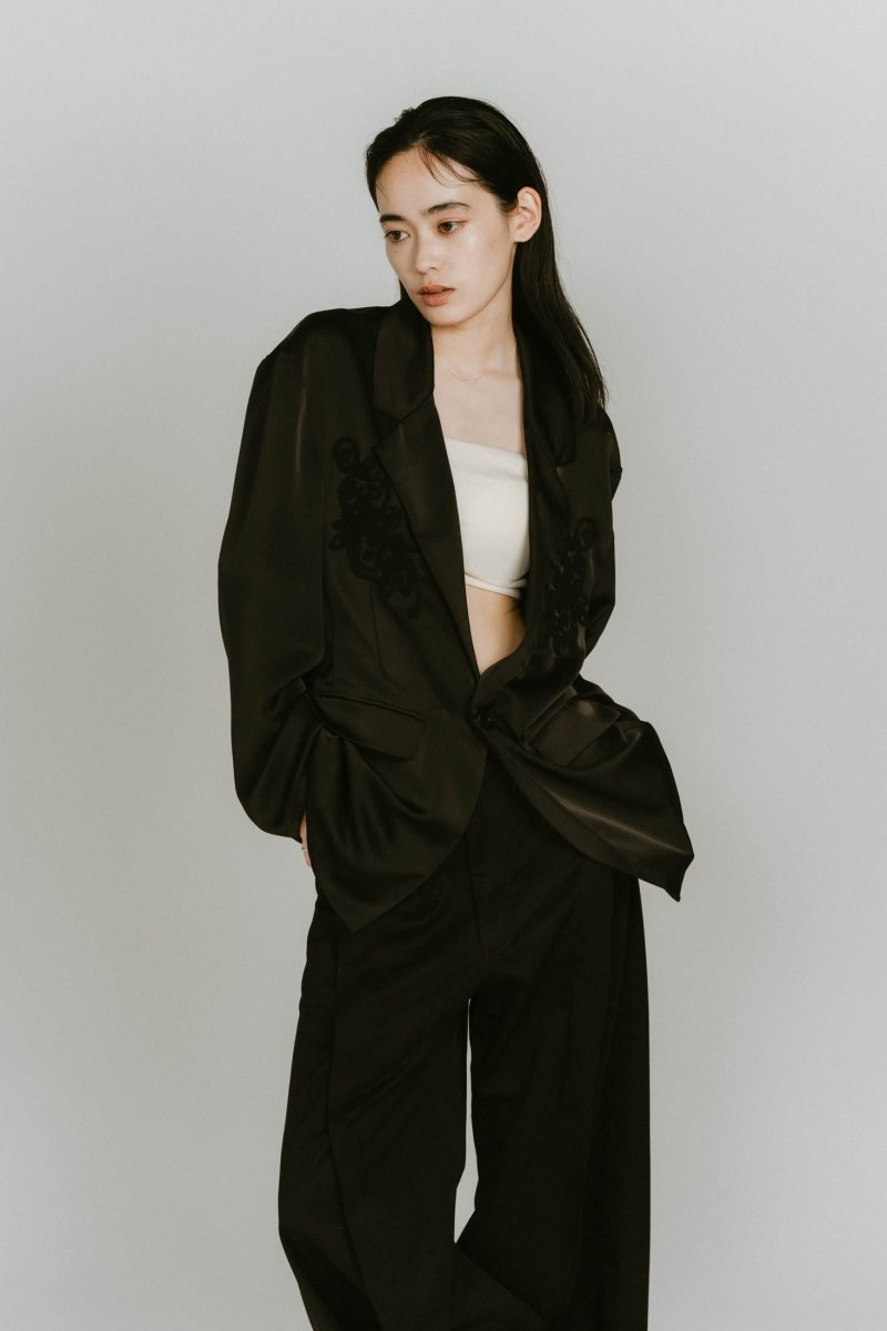 embroidered satin jacket/black - KNUTH MARF