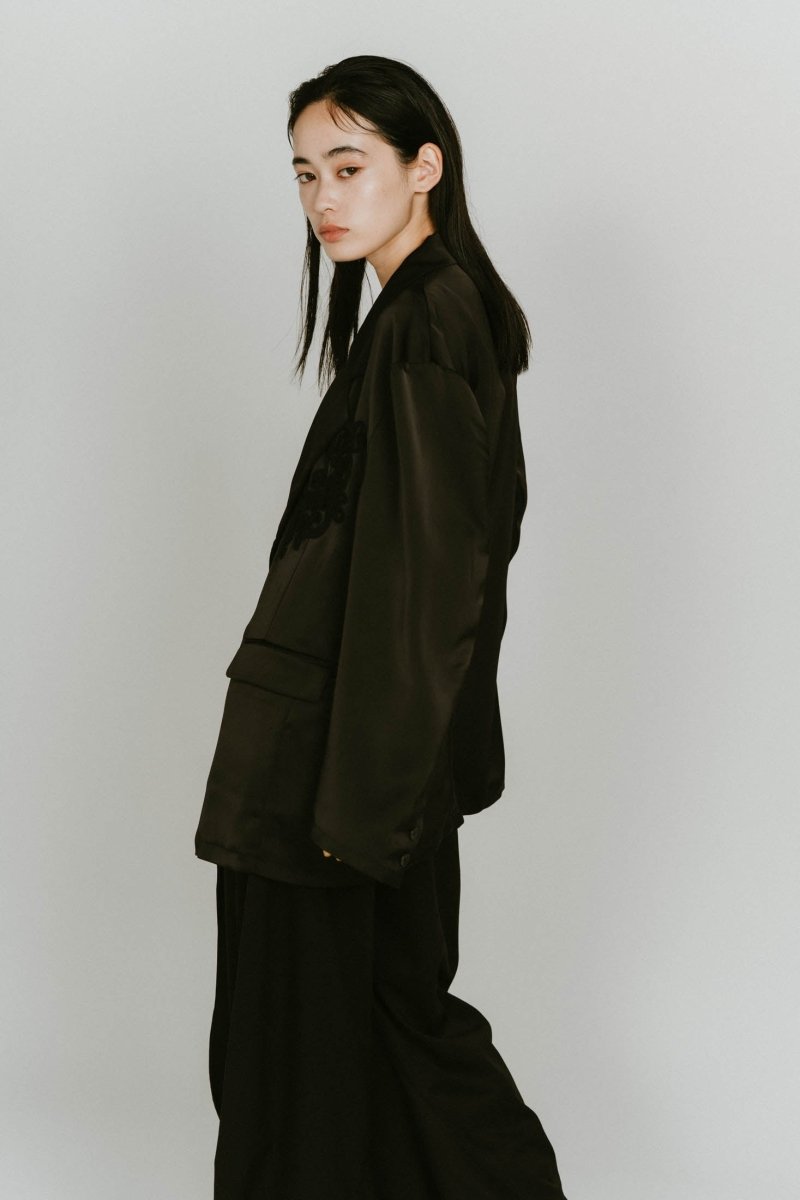 embroidered satin jacket/black - KNUTH MARF