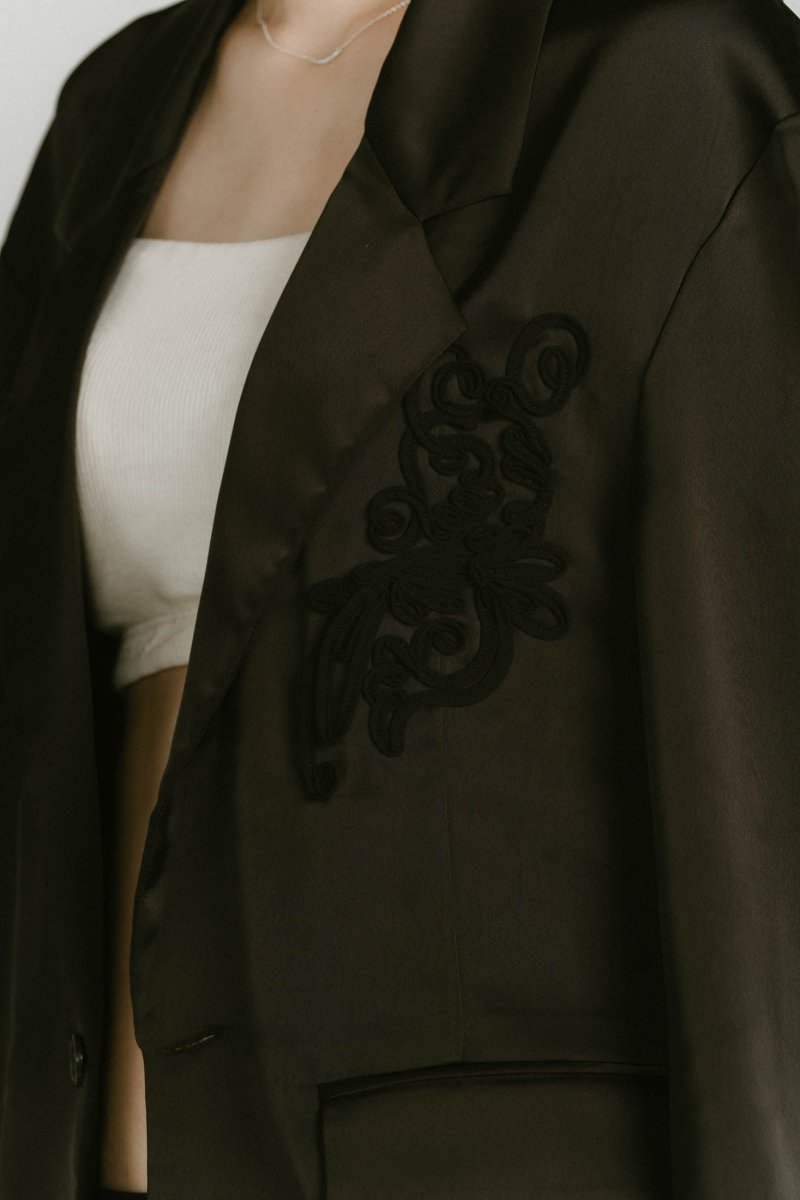 embroidered satin jacket/black - KNUTH MARF