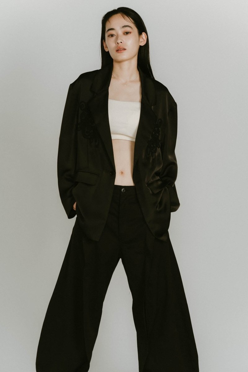 embroidered satin jacket/black - KNUTH MARF