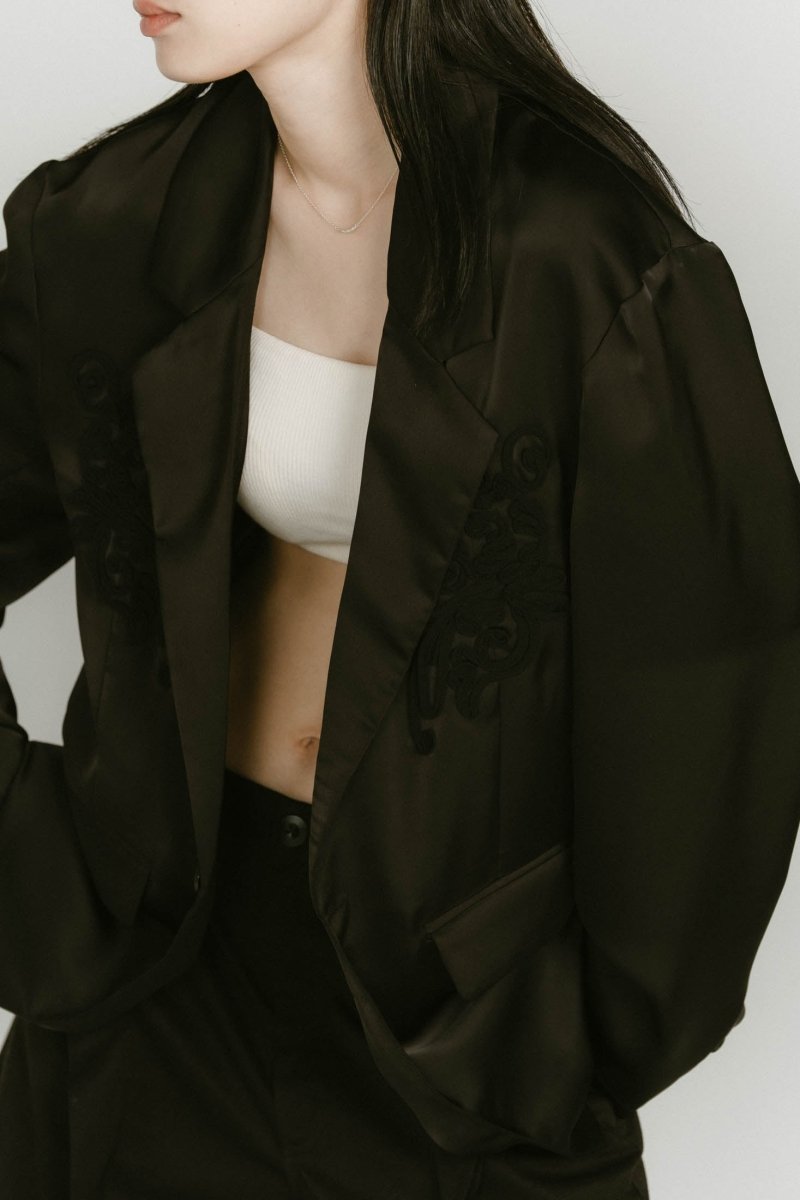 embroidered satin jacket/black - KNUTH MARF