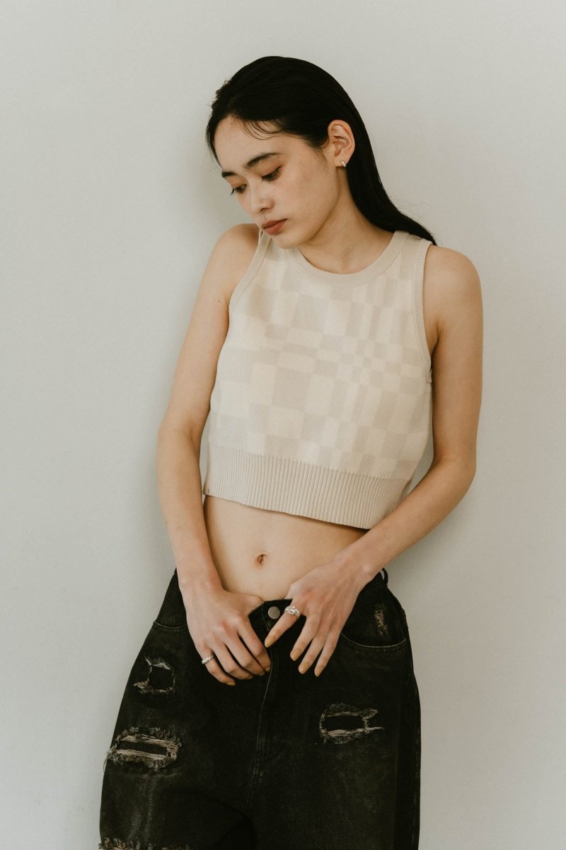 flag marble knit tank3color - KNUTH MARF