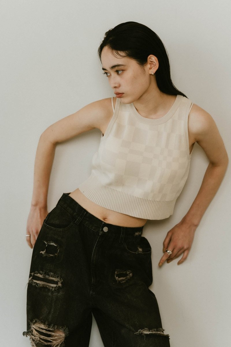 flag marble knit tank3color - KNUTH MARF