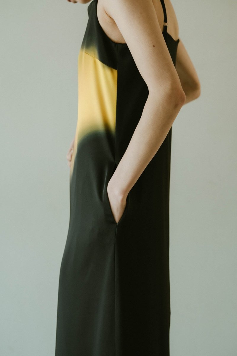 flower print satin dress/black - KNUTH MARF