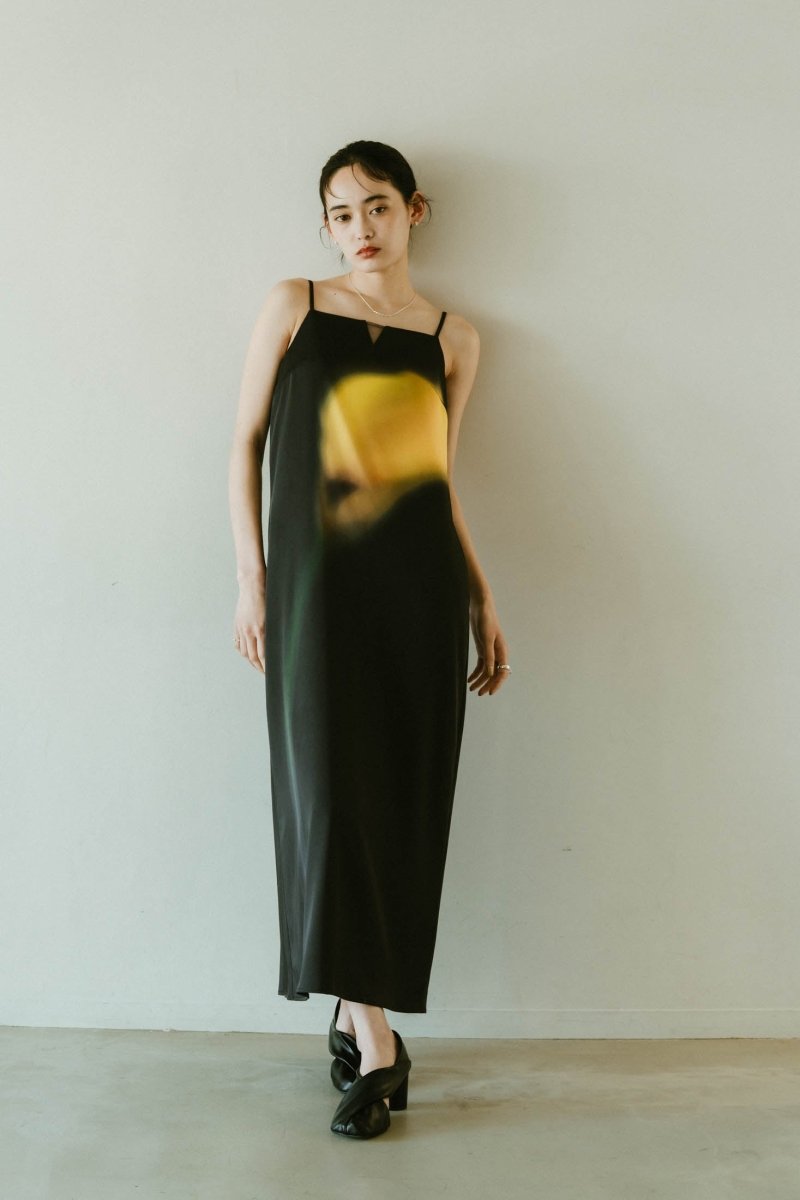 flower print satin dress/black - KNUTH MARF