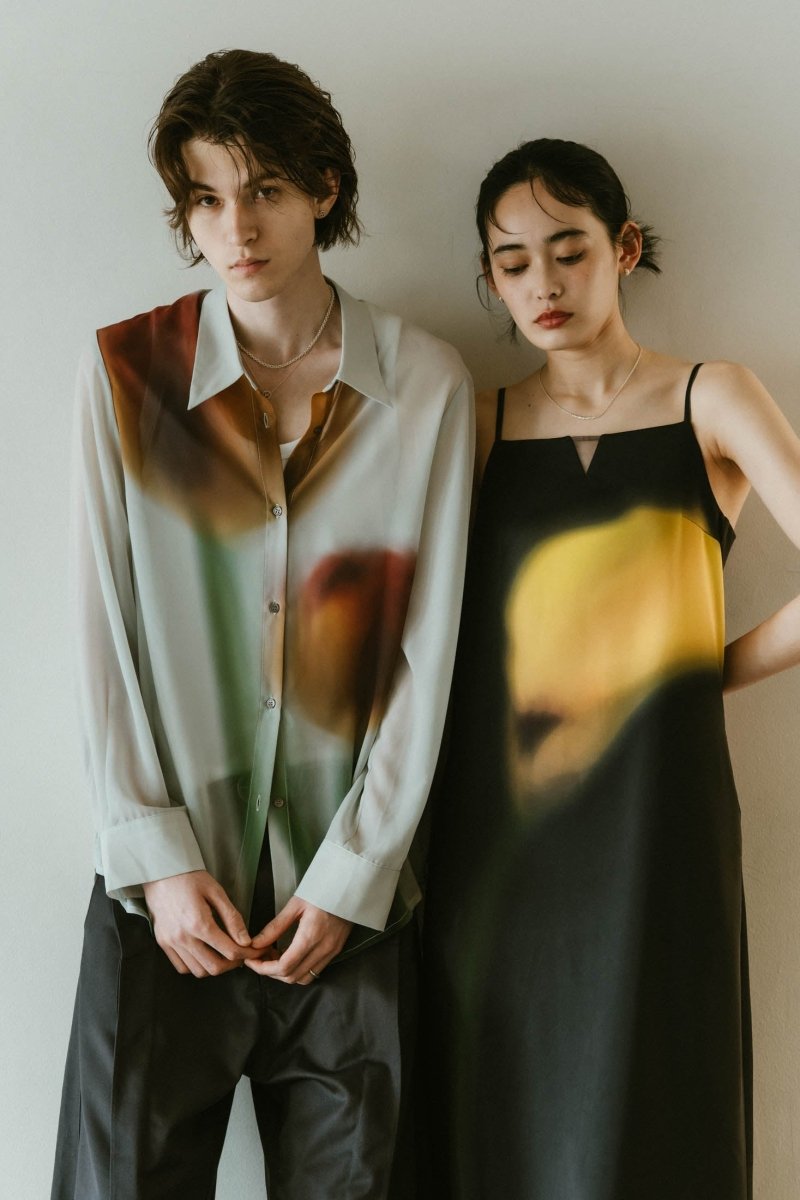 flower print satin dress/black - KNUTH MARF