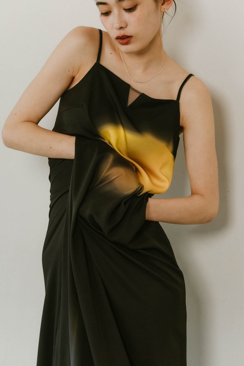 flower print satin dress/black - KNUTH MARF