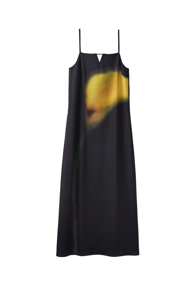 flower print satin dress/black - KNUTH MARF