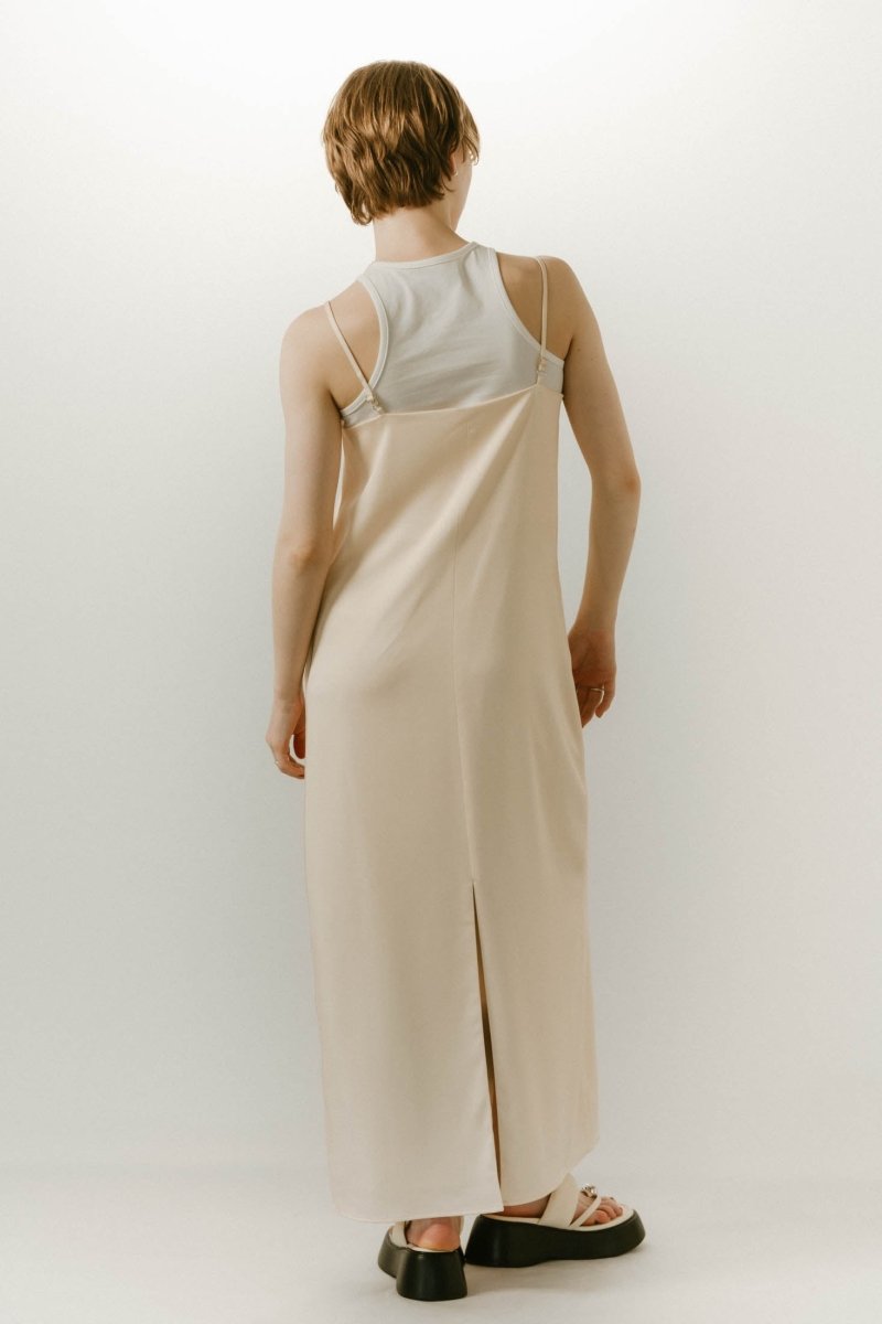 flower print satin dress/yellow - KNUTH MARF