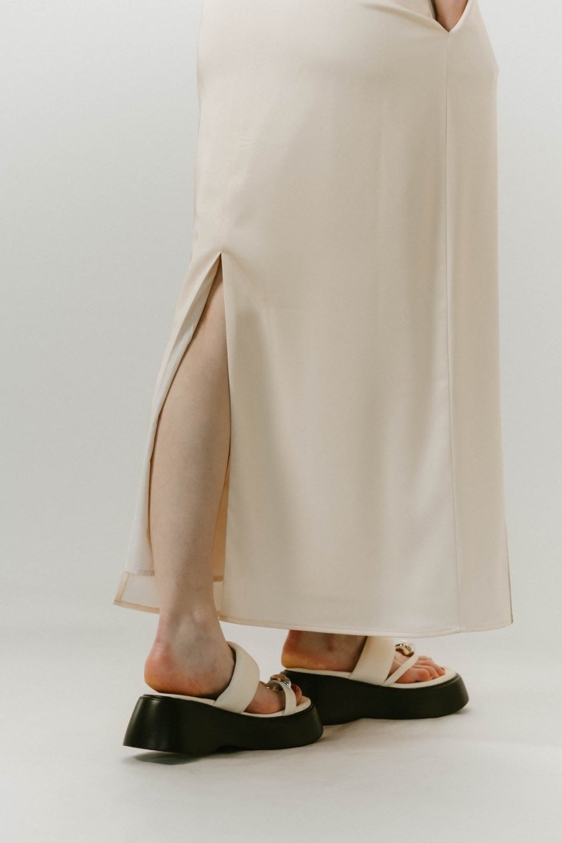 flower print satin dress/yellow - KNUTH MARF
