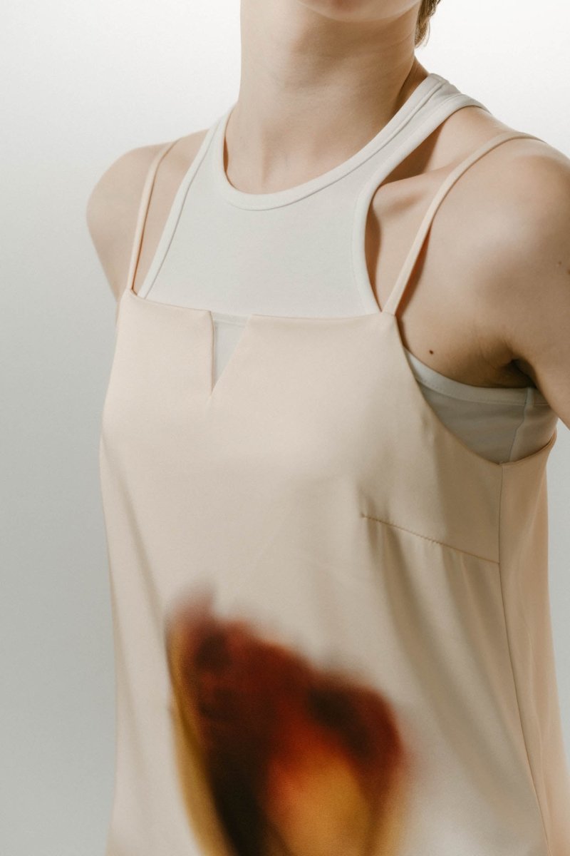 flower print satin dress/yellow - KNUTH MARF