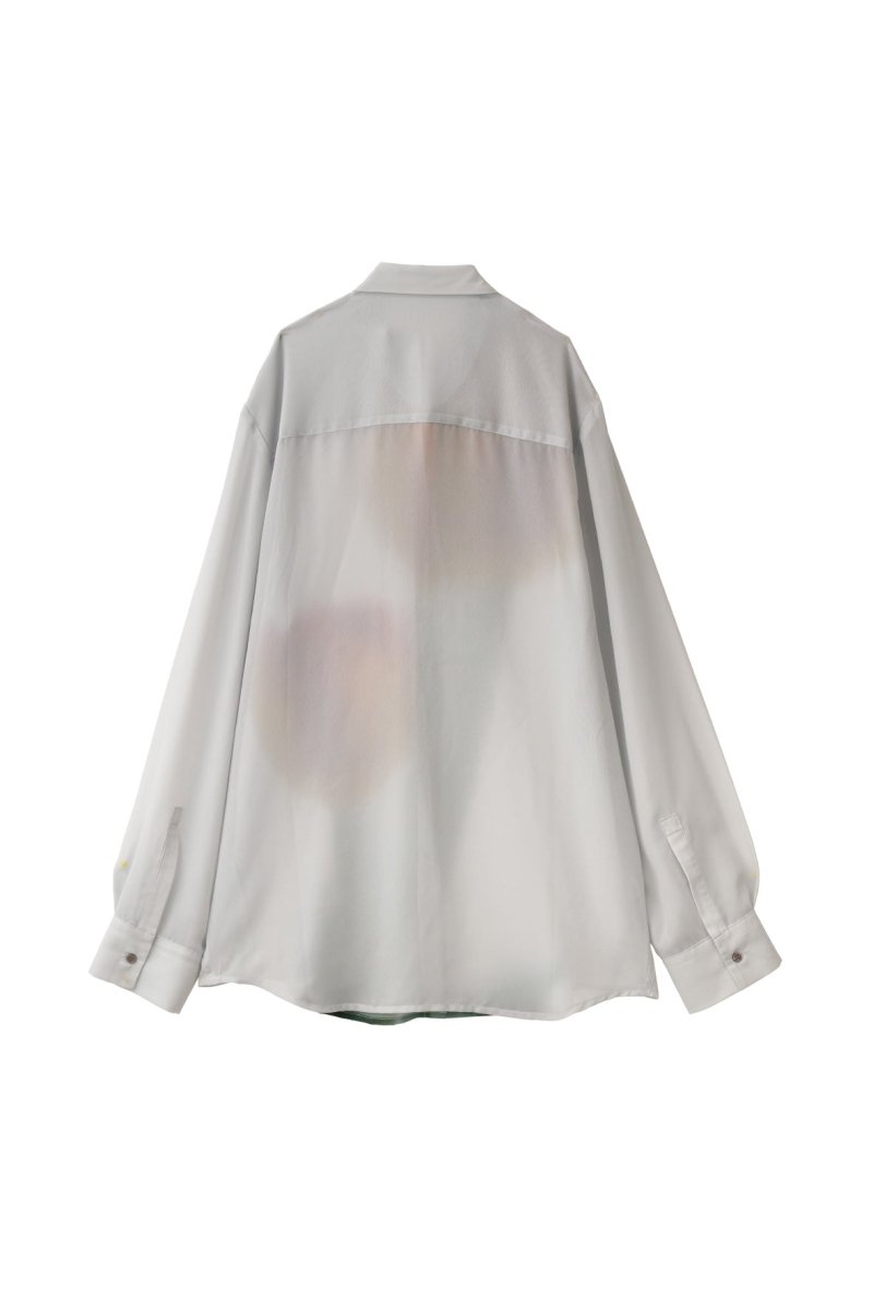 flower print sheer shirt/blue - KNUTH MARF