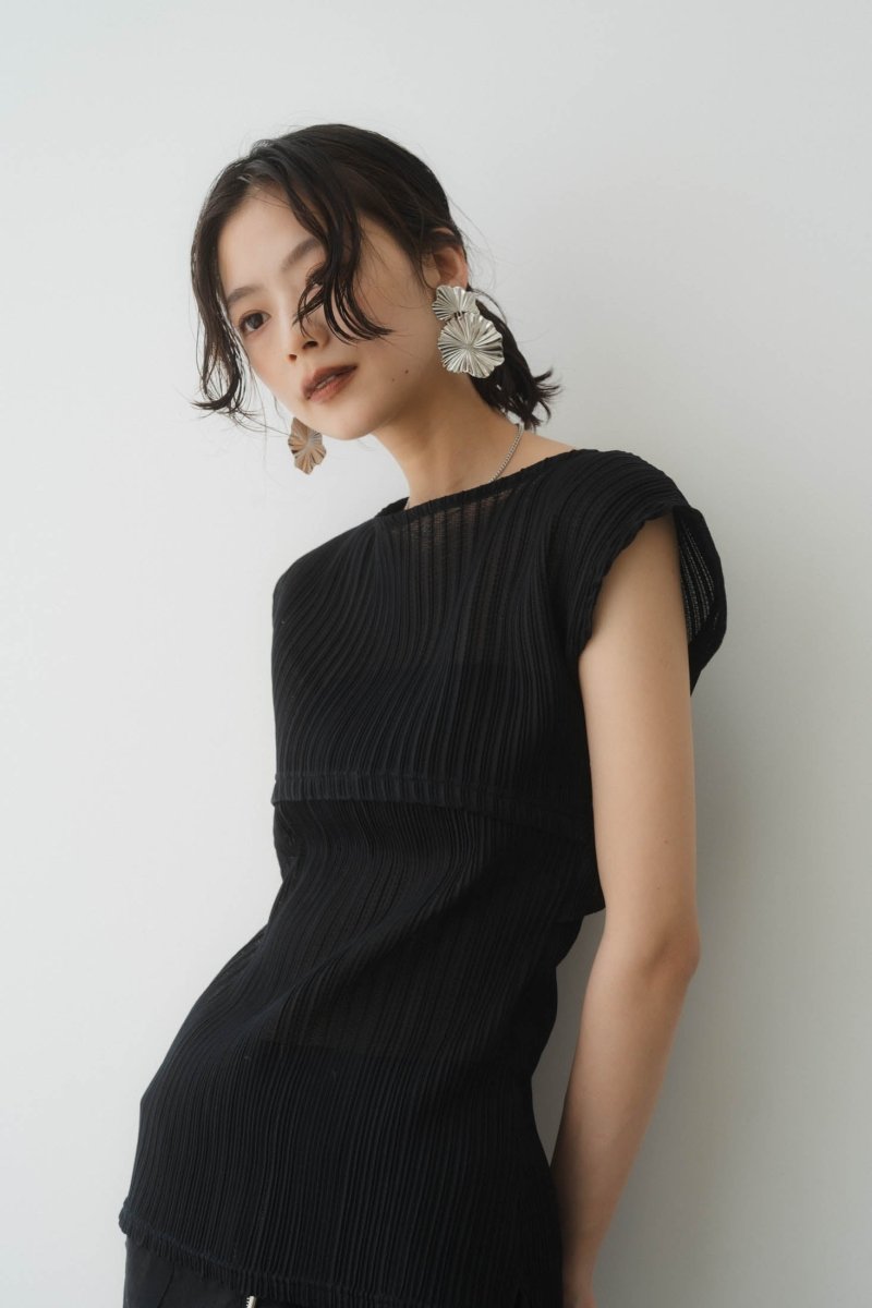 french sleeve ribbed tops/2color - KNUTH MARF