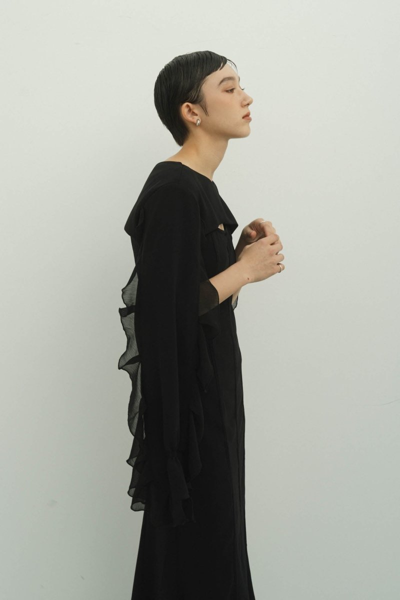 frill sleeves one piece/black - KNUTH MARF