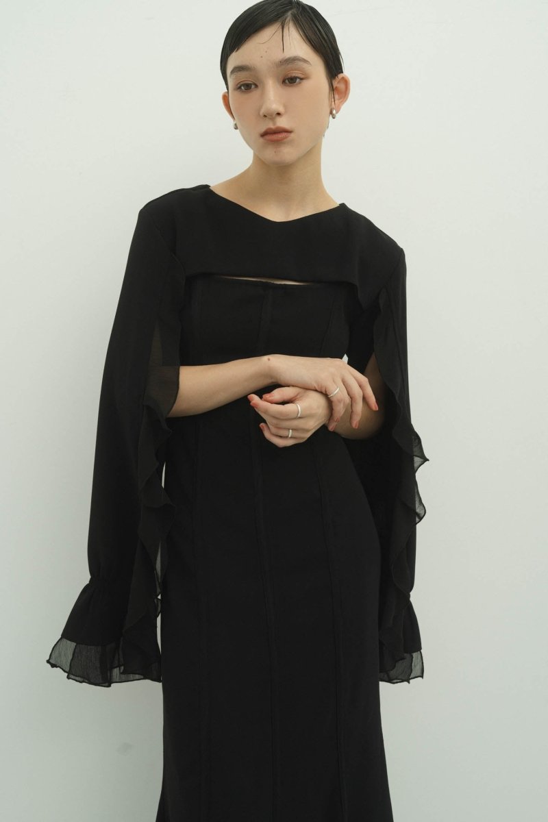 frill sleeves one piece/black - KNUTH MARF