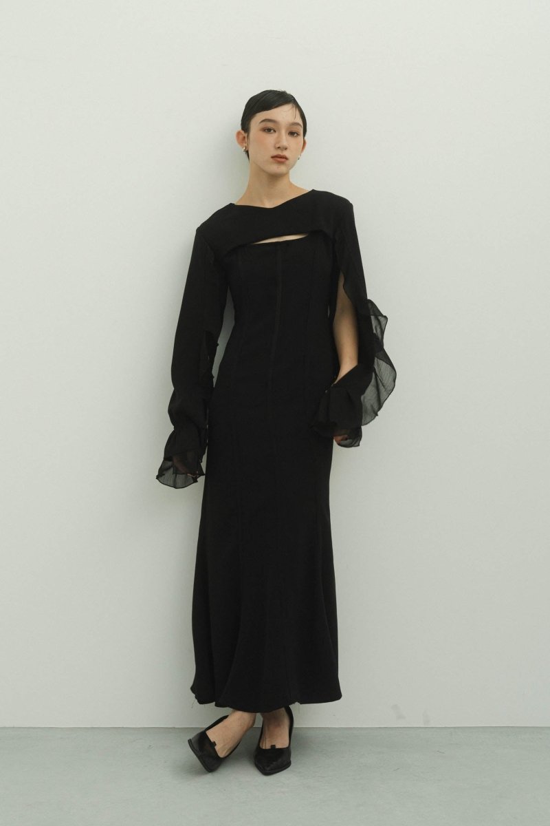 frill sleeves one piece/black - KNUTH MARF