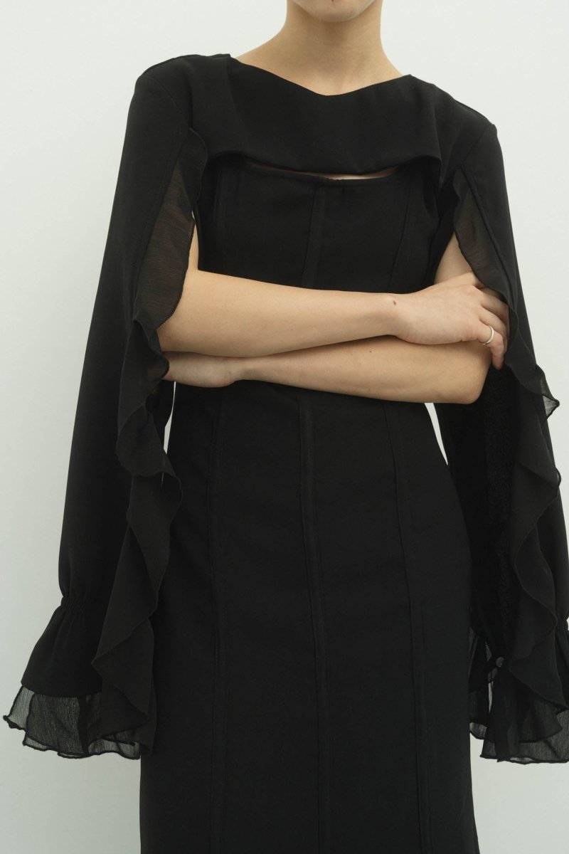 frill sleeves one piece/black - KNUTH MARF