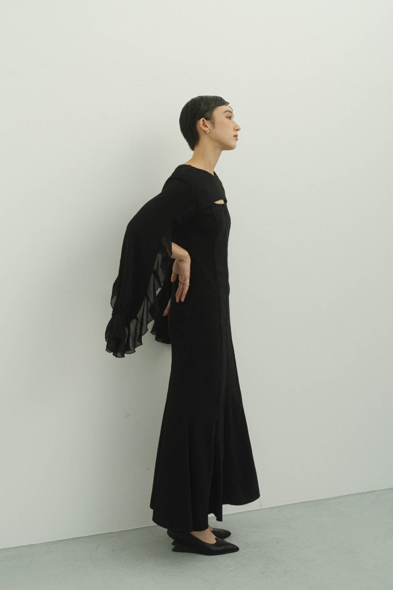 frill sleeves one piece/black - KNUTH MARF