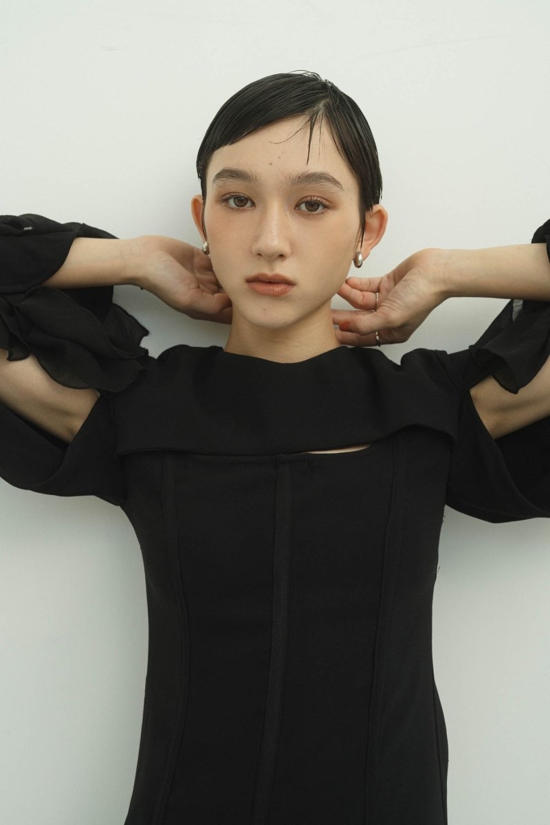 frill sleeves one piece/black - KNUTH MARF