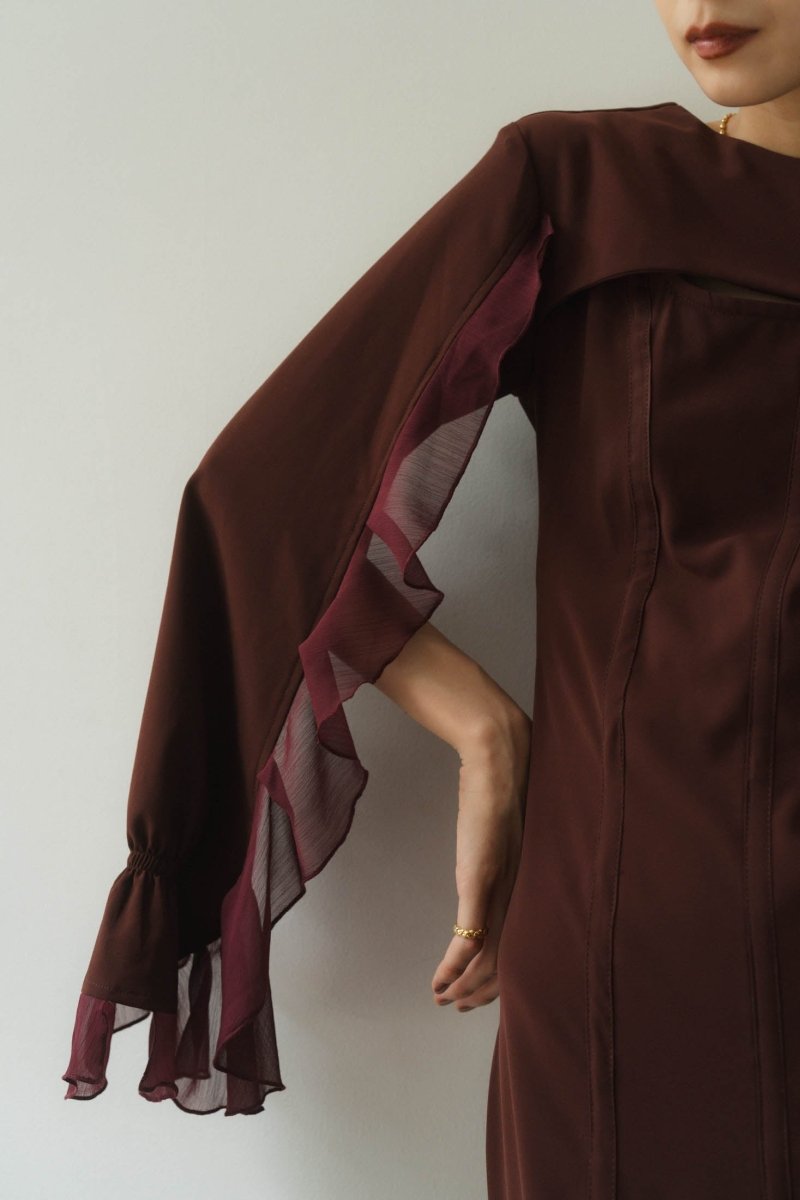 frill sleeves one piece/bordeaux - KNUTH MARF