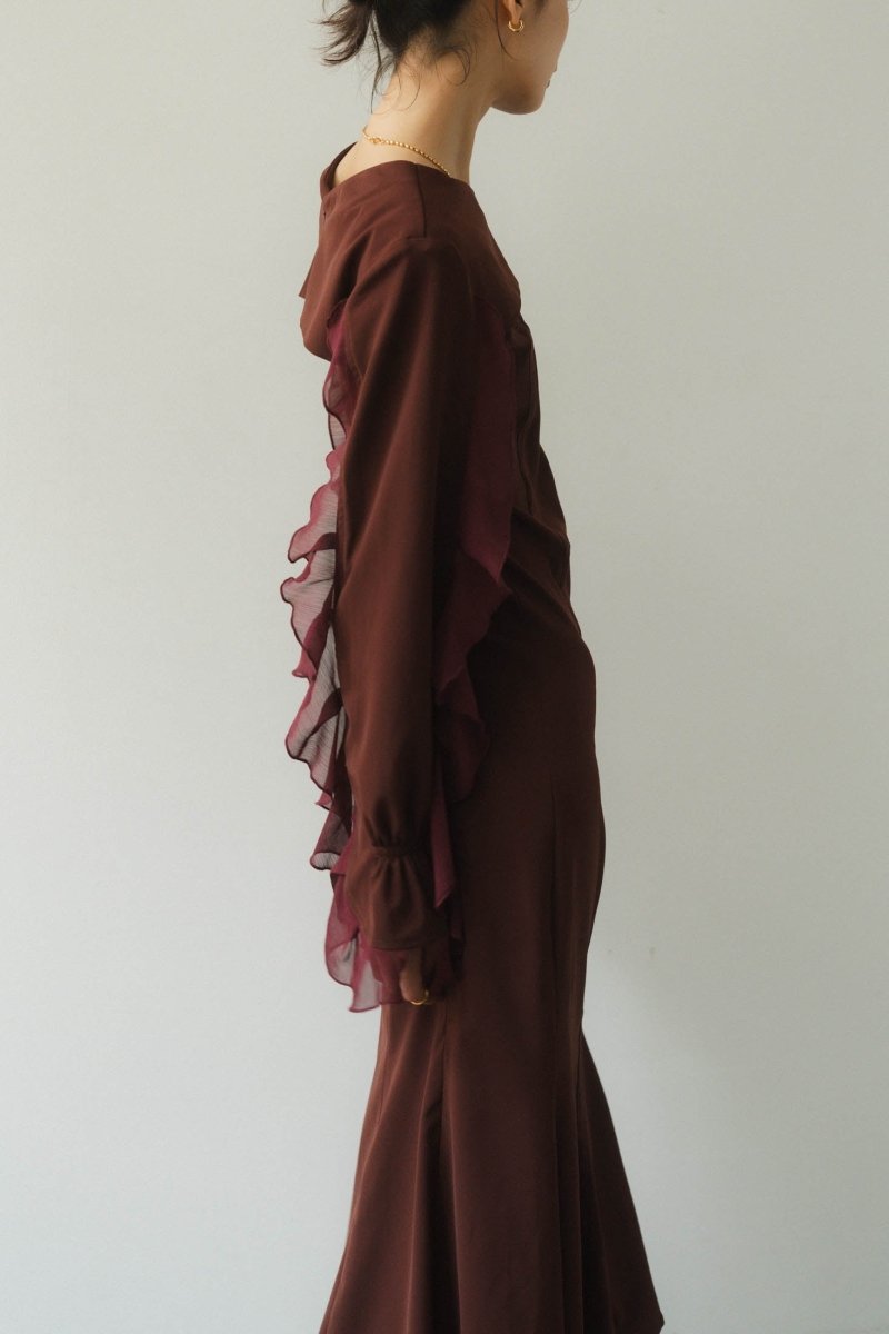 frill sleeves one piece/bordeaux - KNUTH MARF