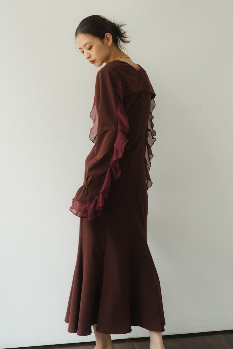 frill sleeves one piece/bordeaux - KNUTH MARF