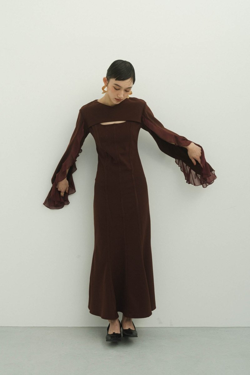 frill sleeves one piece/bordeaux - KNUTH MARF