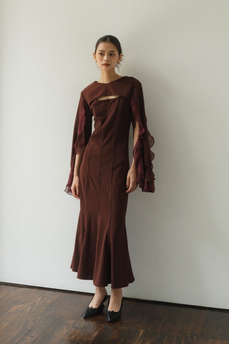 frill sleeves one piece/bordeaux - KNUTH MARF
