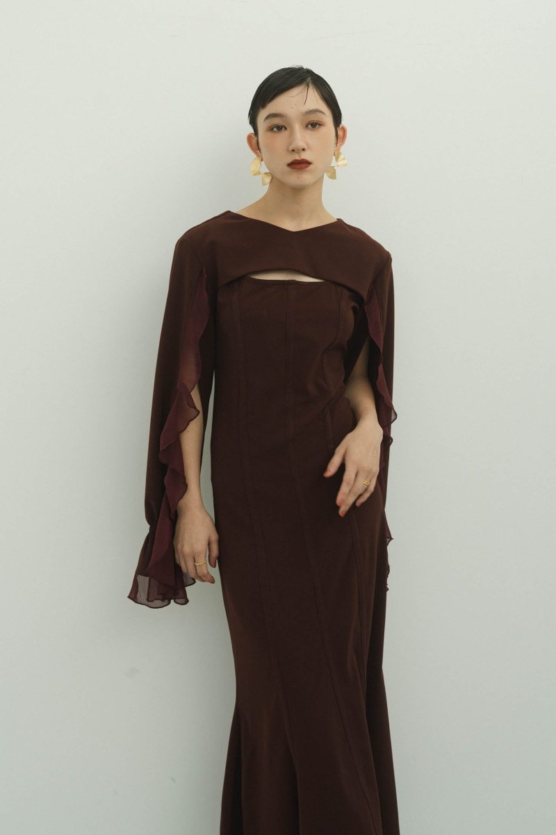 frill sleeves one piece/bordeaux - KNUTH MARF