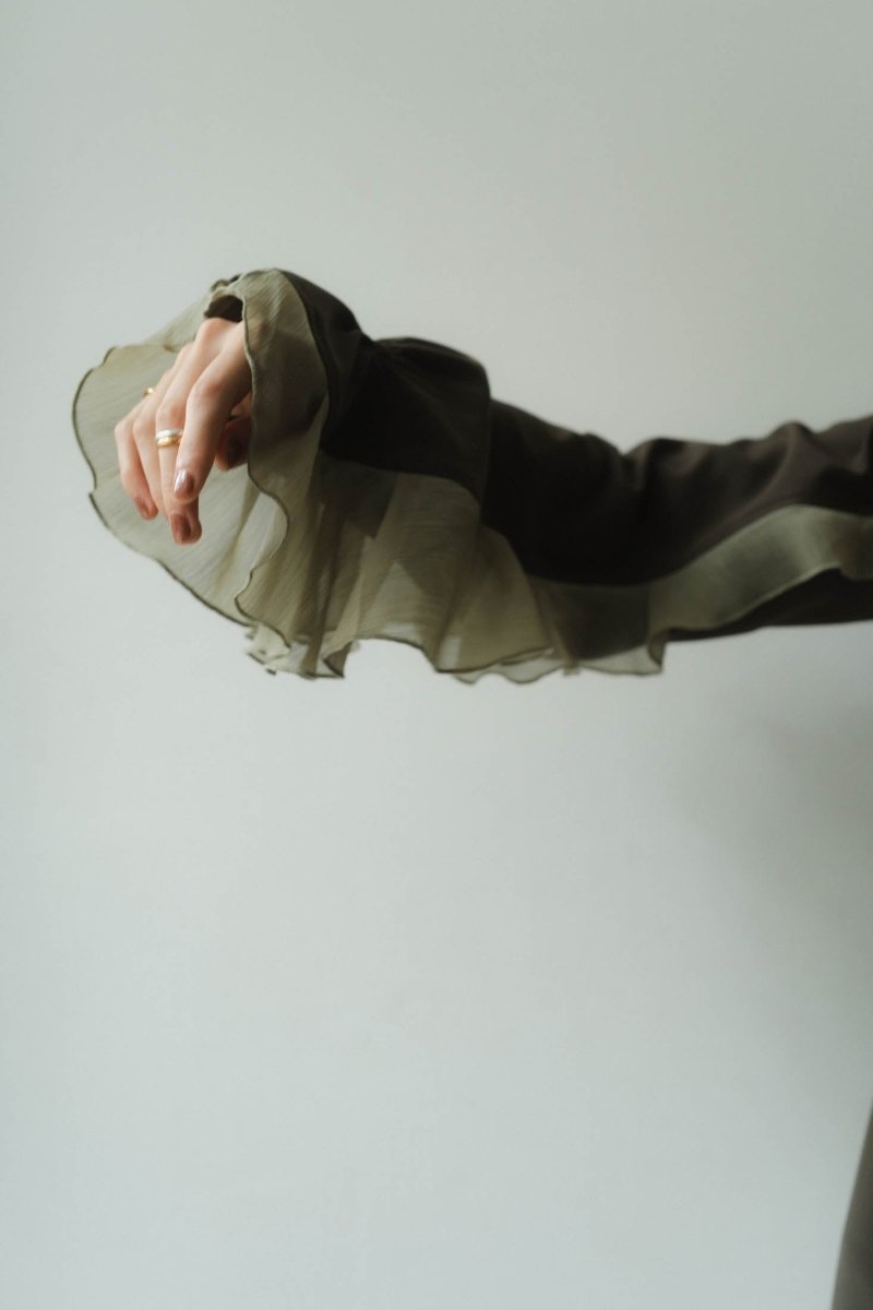 frill sleeves one piece/khaki - KNUTH MARF