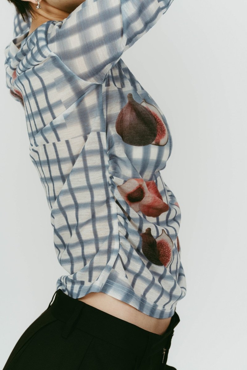 fruit - check print knit/blue - KNUTH MARF