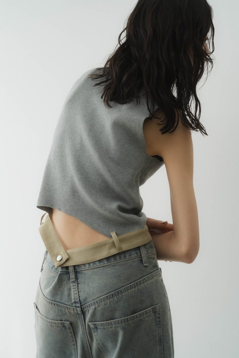 half zip knit tank top/2color - KNUTH MARF