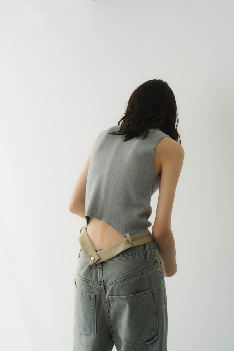 half zip knit tank top/2color - KNUTH MARF