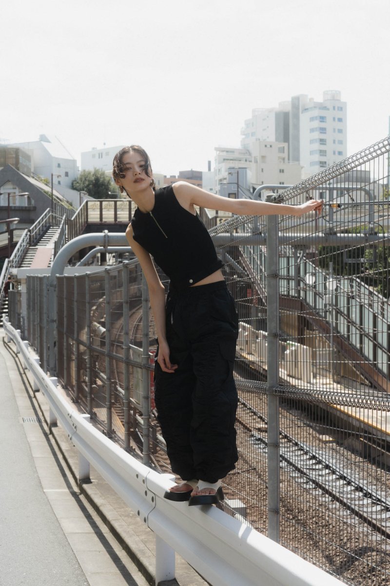 half zip knit tank top/2color - KNUTH MARF
