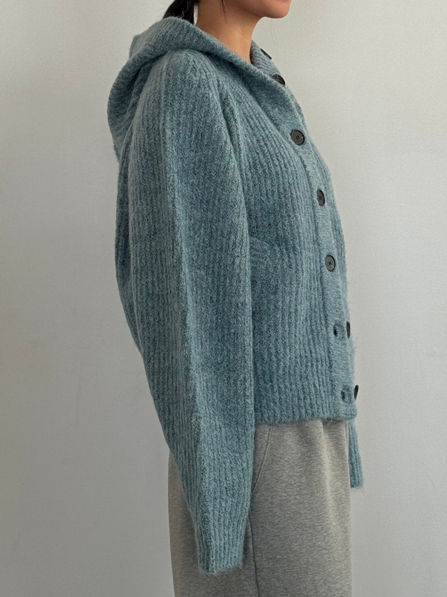 hooded cardigan knit/blue - KNUTH MARF