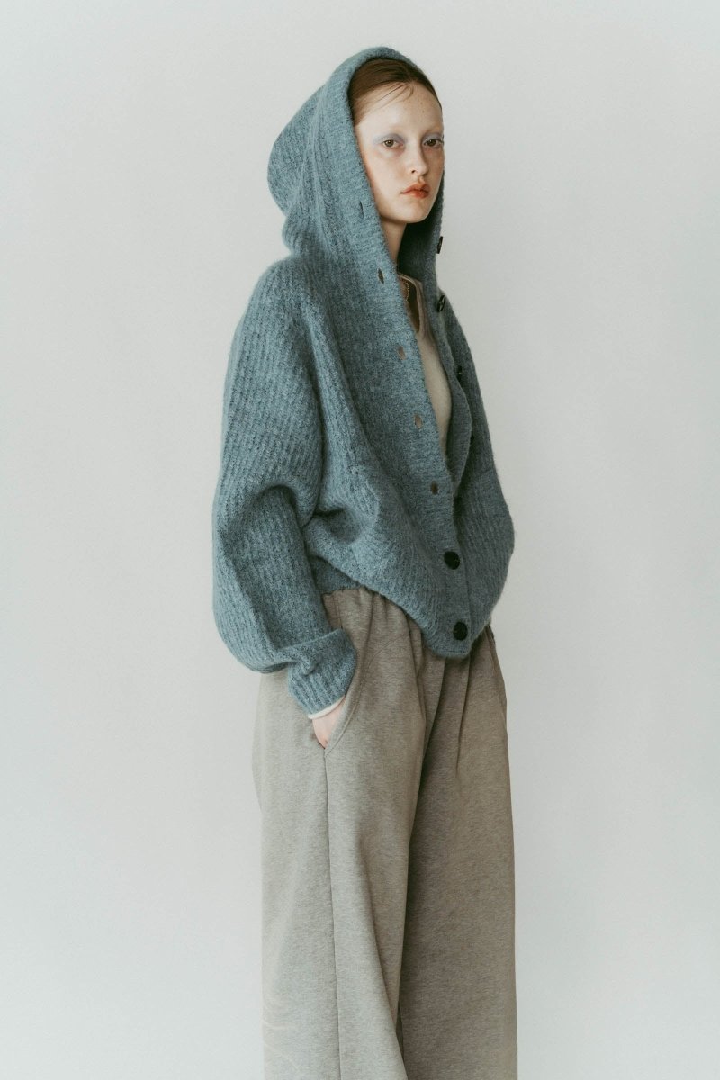 hooded cardigan knit/blue - KNUTH MARF