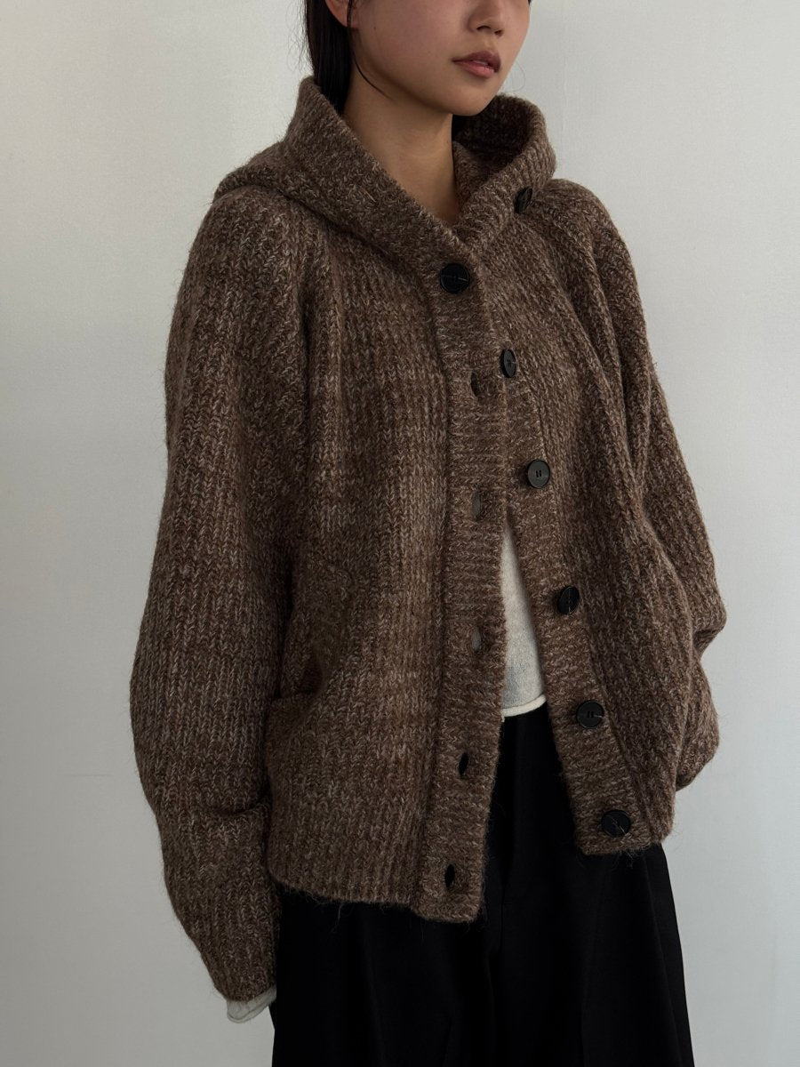 hooded cardigan knit/brown - KNUTH MARF
