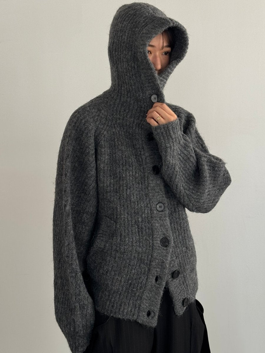 hooded cardigan knit/gray - KNUTH MARF