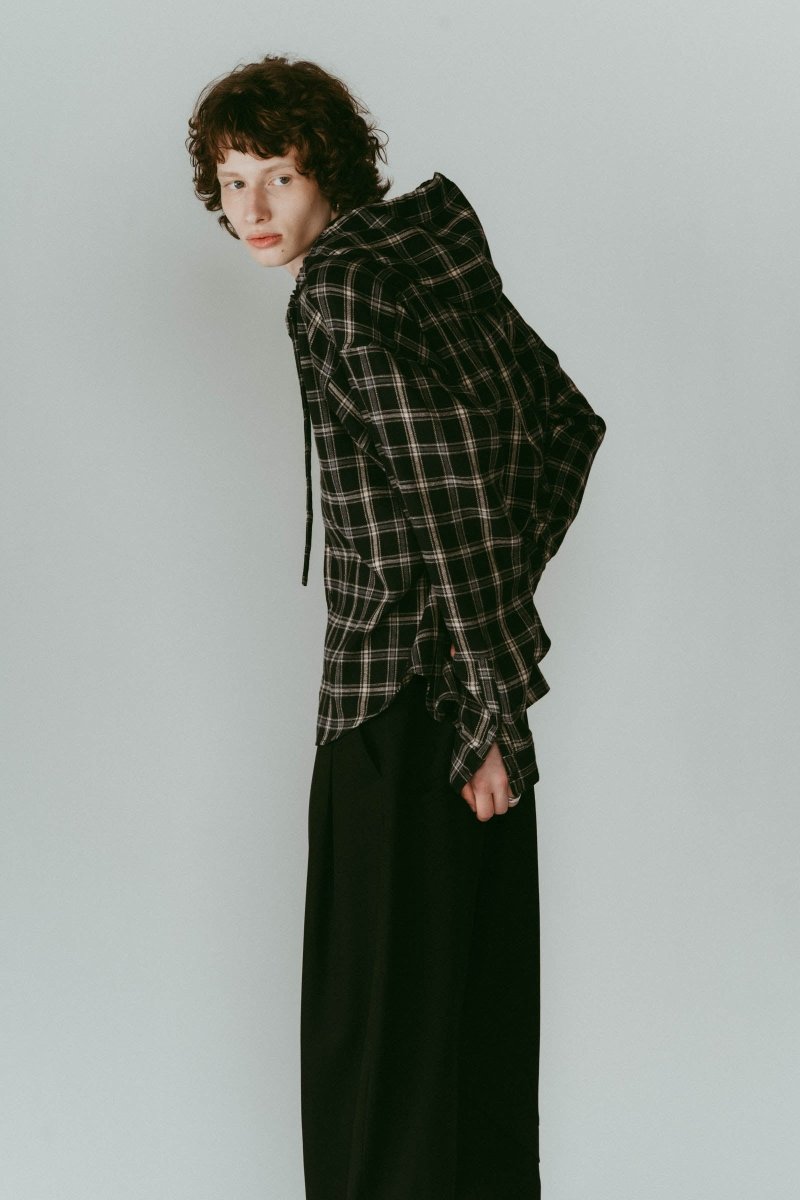 hooded over shirts(unisex)/checkblack - KNUTH MARF