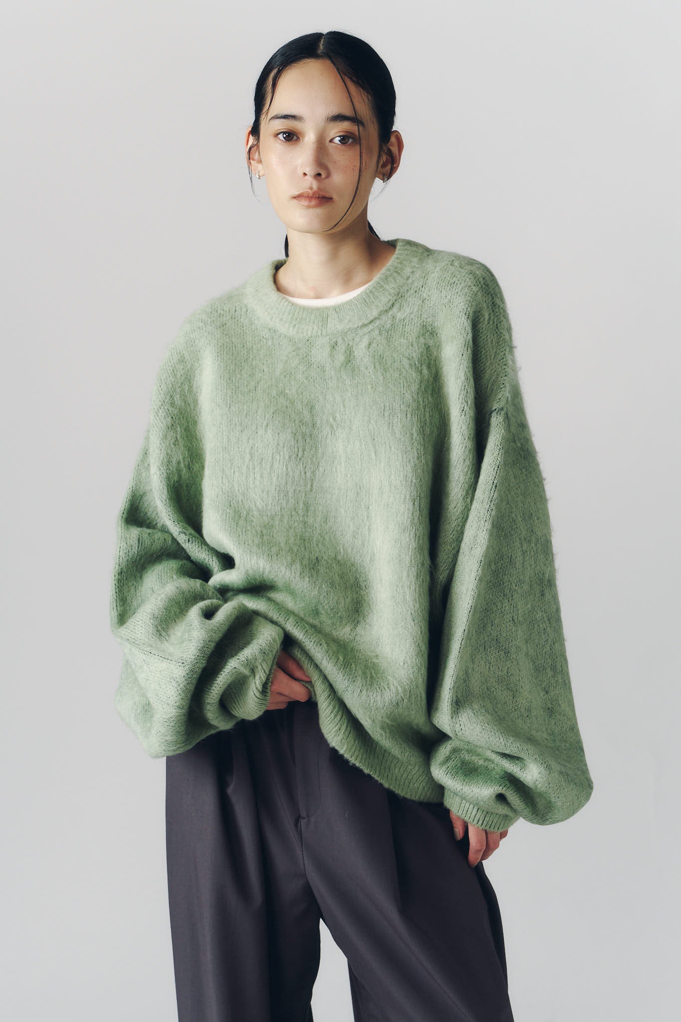 2way shaggy flower knit(unisex)/green | KNUTH MARF