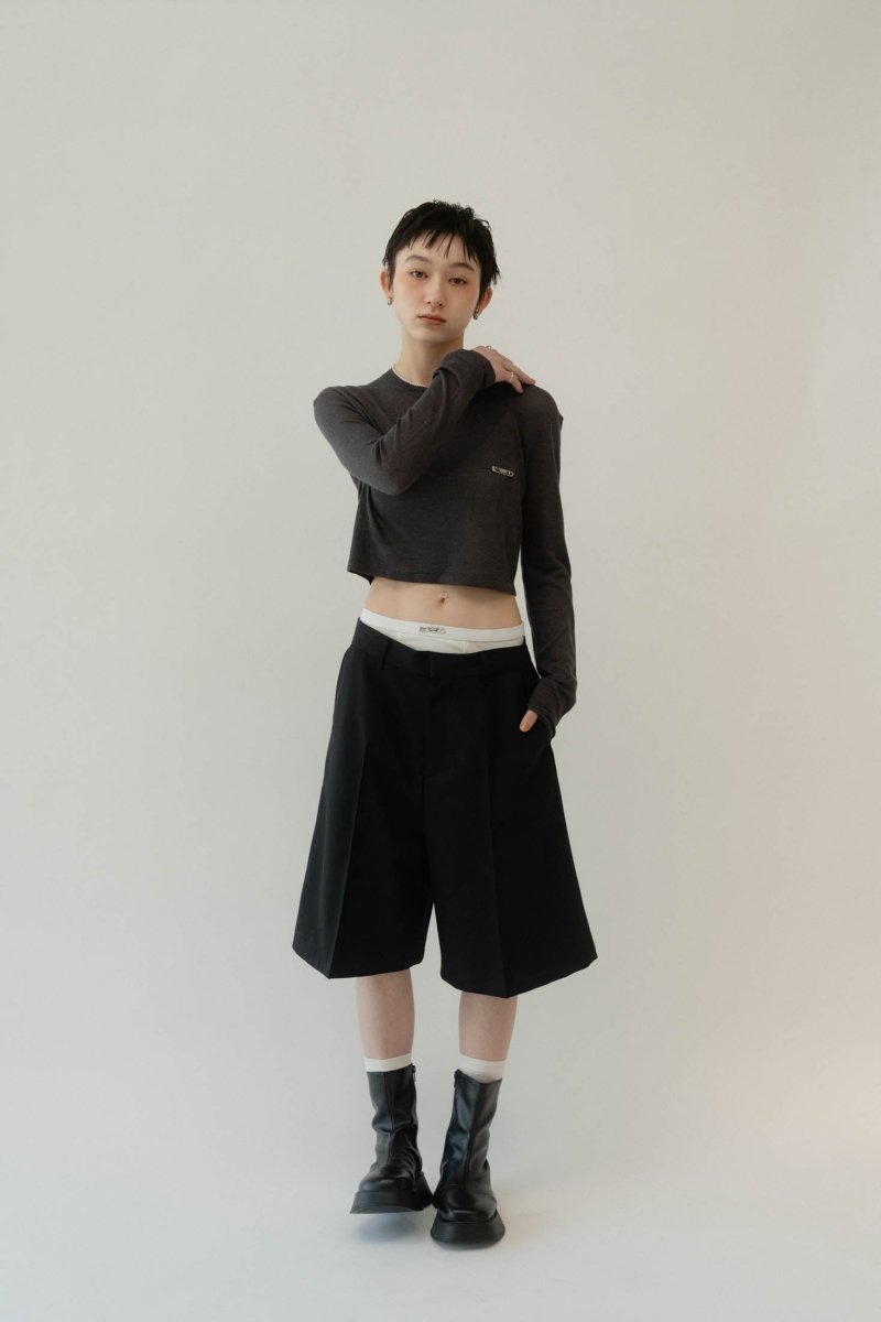 layered half pants(unisex)/black - KNUTH MARF