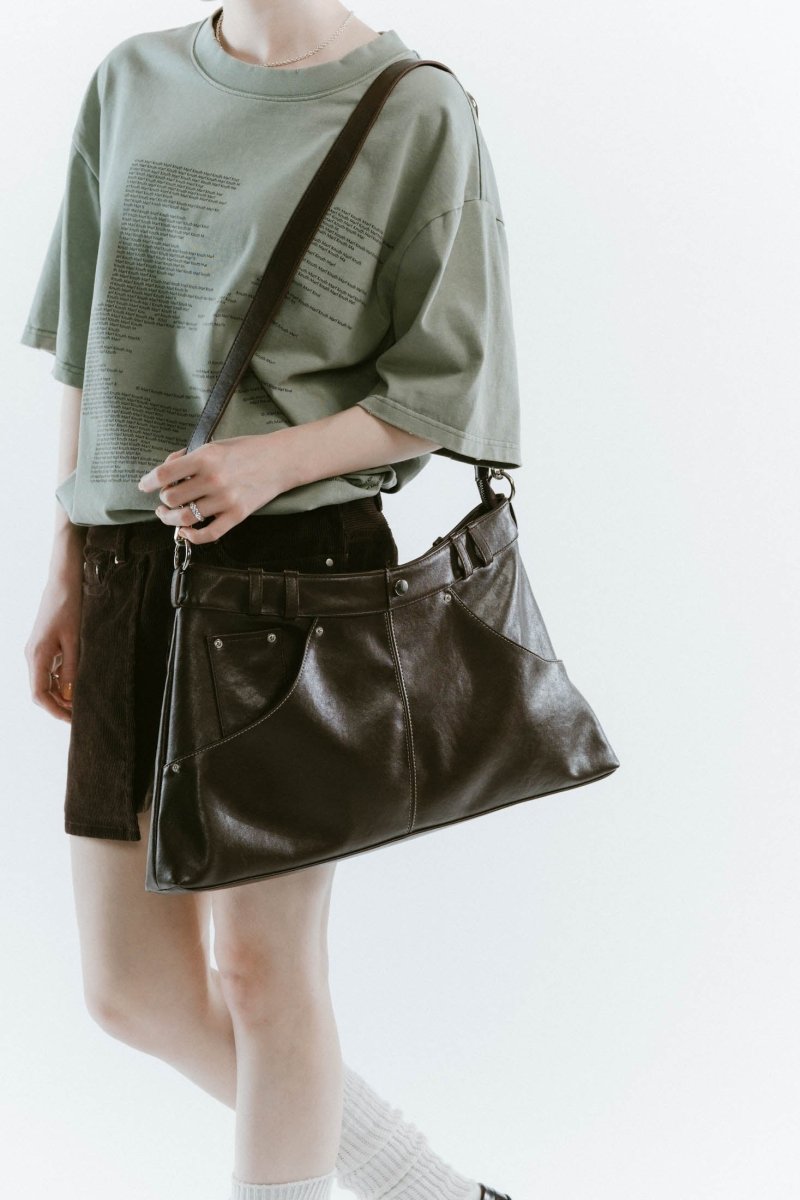 leather denim shoulder bag/2color - KNUTH MARF