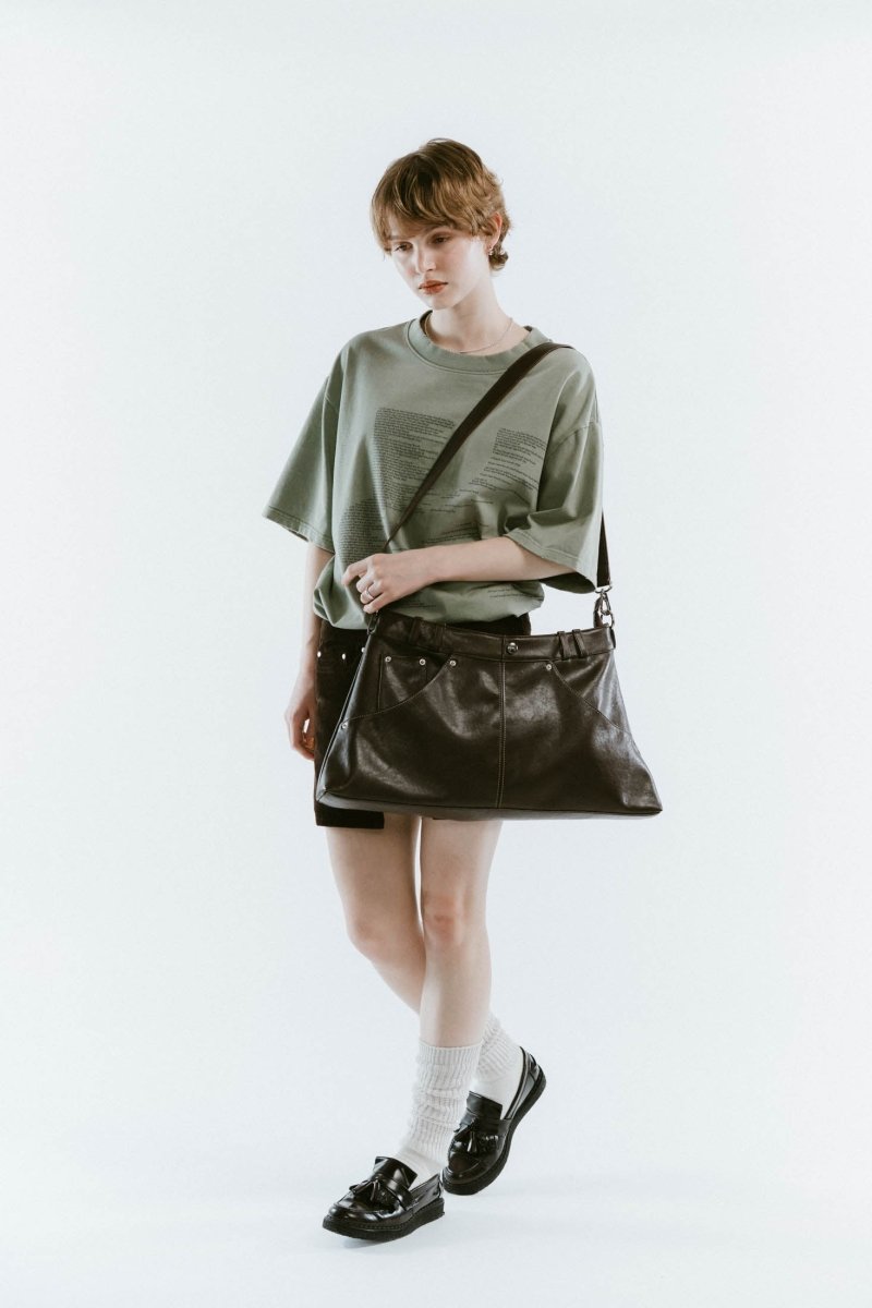 leather denim shoulder bag/2color - KNUTH MARF