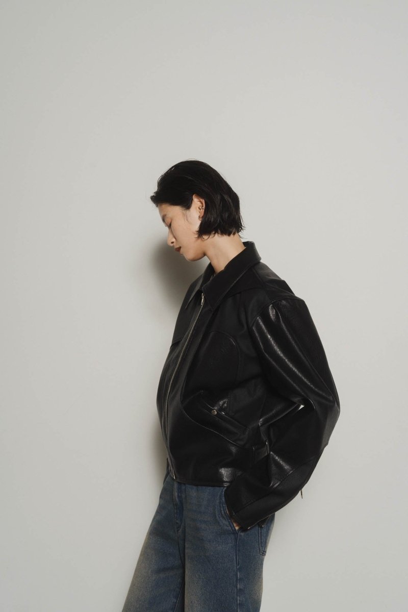 leather riders blouson(unisex)/black - KNUTH MARF